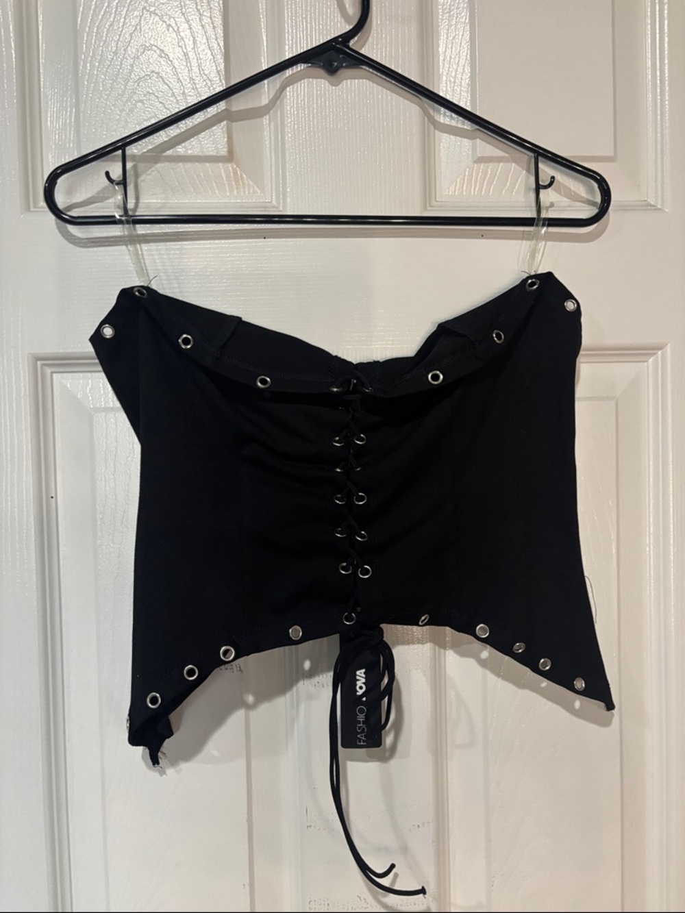 Fashion Nova Black Lace-Up Corset Top - Size XL